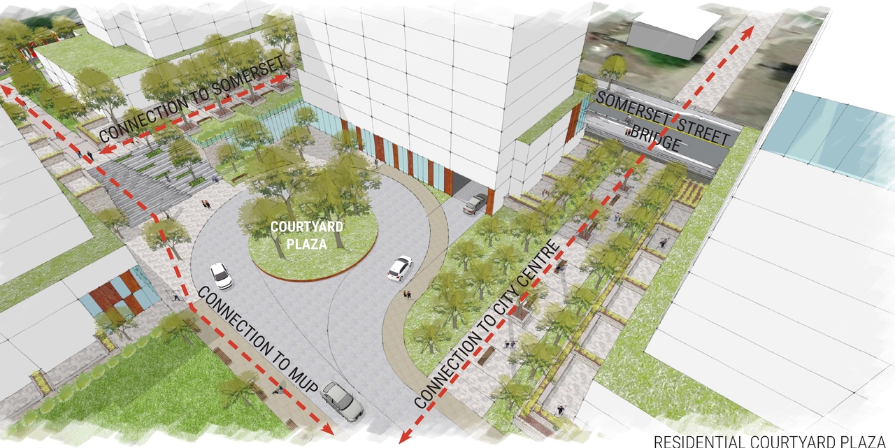 Construction site plan for project from page 35 of the file '2025-04-30 - Urban Design Review Panel Report - D07-12-25-0060'