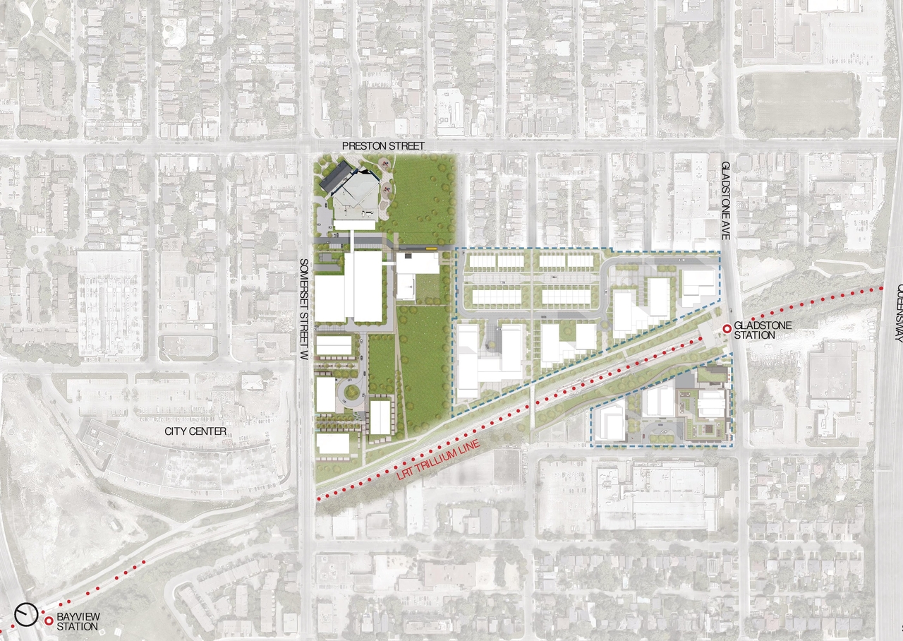Construction site plan for project from page 17 of the file '2025-04-30 - Urban Design Brief - D07-12-25-0060'