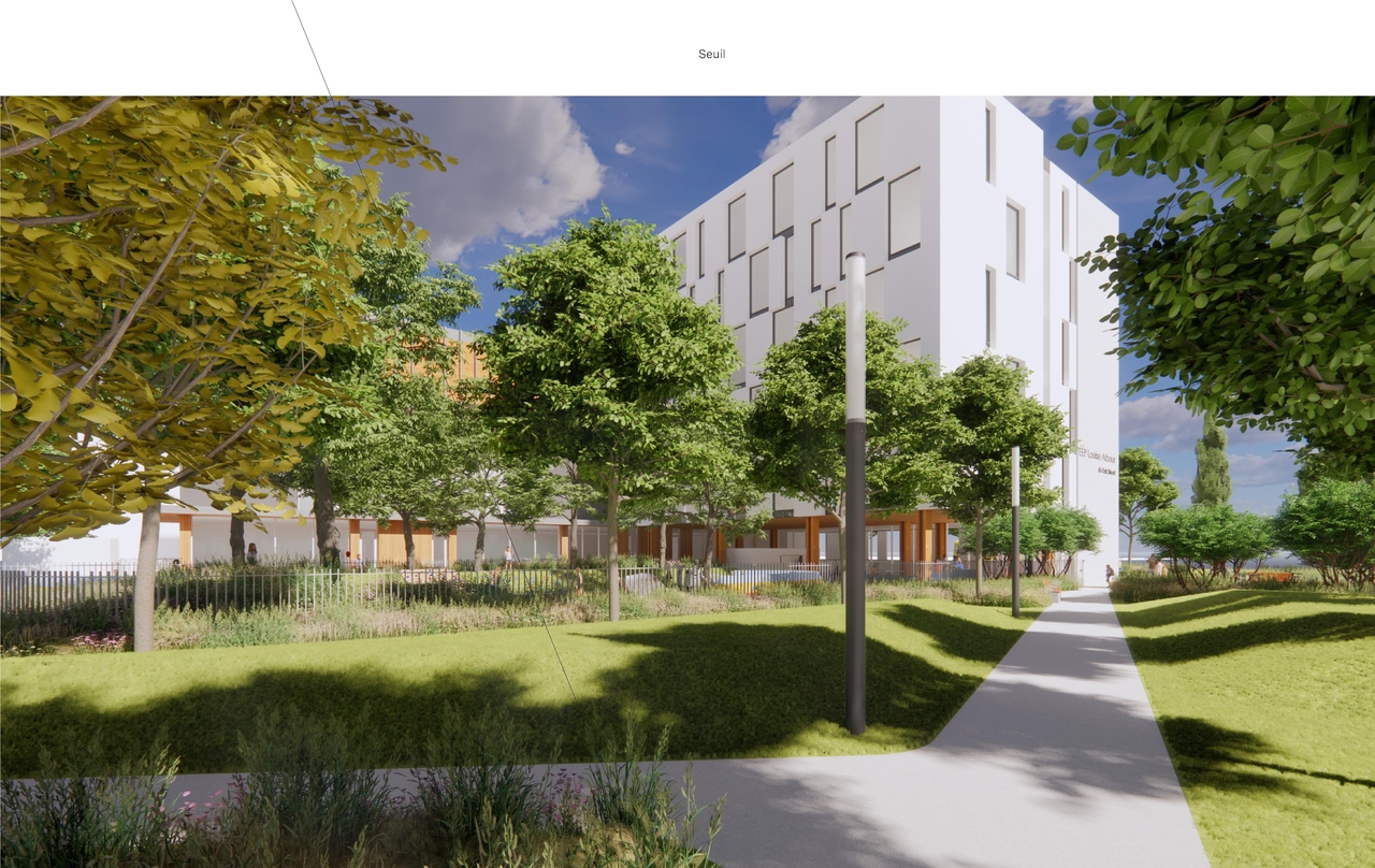 Rendering of building from page 79 of the file '2025-04-30 - Urban Design Brief - D07-12-25-0060'