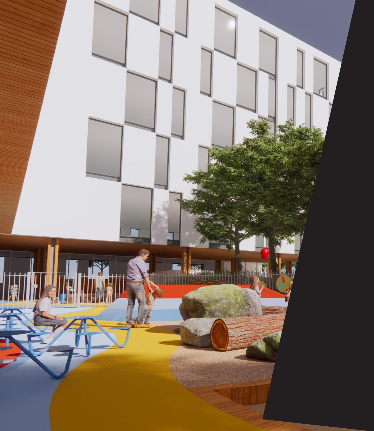 Rendering of building from page 84 of the file '2025-04-30 - Urban Design Brief - D07-12-25-0060'