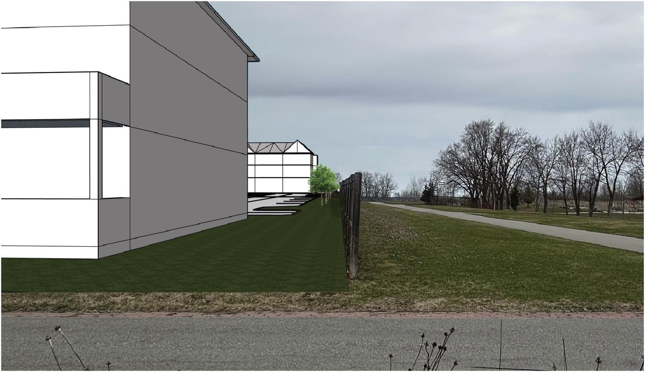 Rendering of building from page 13 of the file '2025-05-07 - Urban Design Brief - D07-12-25-0063'