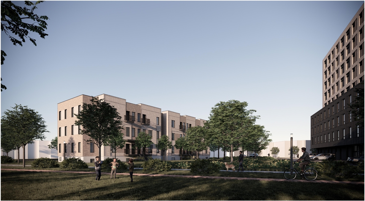 Rendering of building from page 11 of the file '2025-05-27 - Urban Design Brief - D07-12-25-0071'