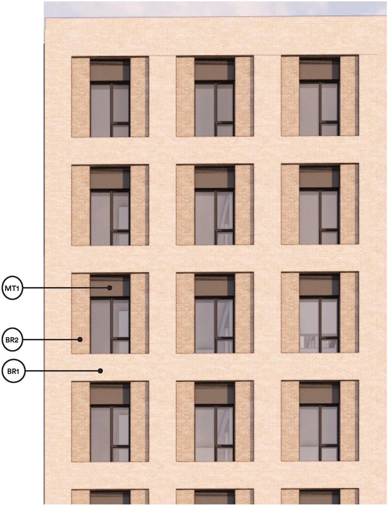 Rendering of building from page 38 of the file '2025-05-27 - Urban Design Brief - D07-12-25-0071'