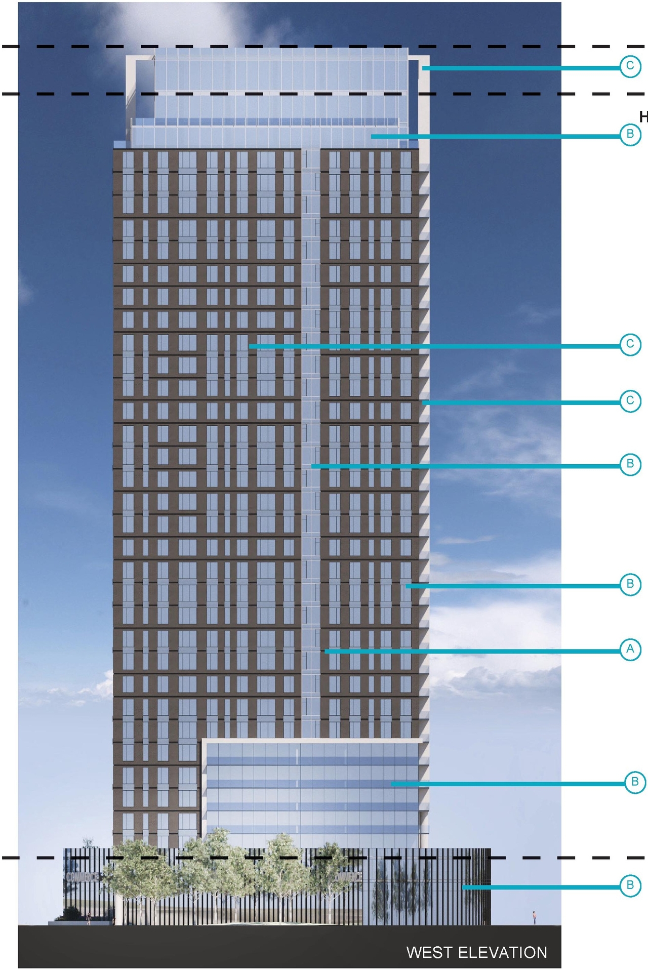 Rendering of building from page 73 of the file '2025-06-02 - Design Brief - D07-12-25-0073'
