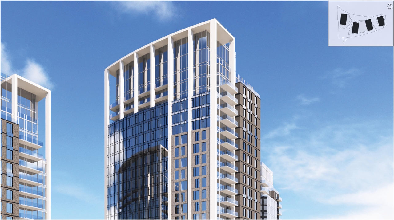 Rendering of building from page 68 of the file '2025-10-07 - Design Brief - D07-12-25-0073'