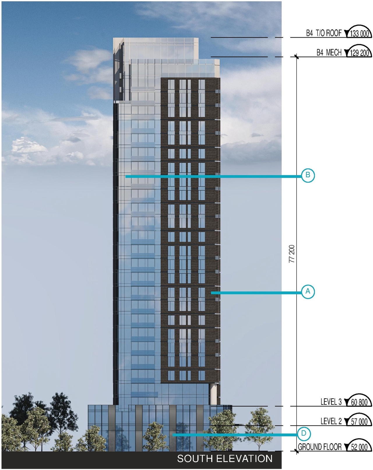 Rendering of building from page 81 of the file '2025-10-07 - Design Brief - D07-12-25-0073'