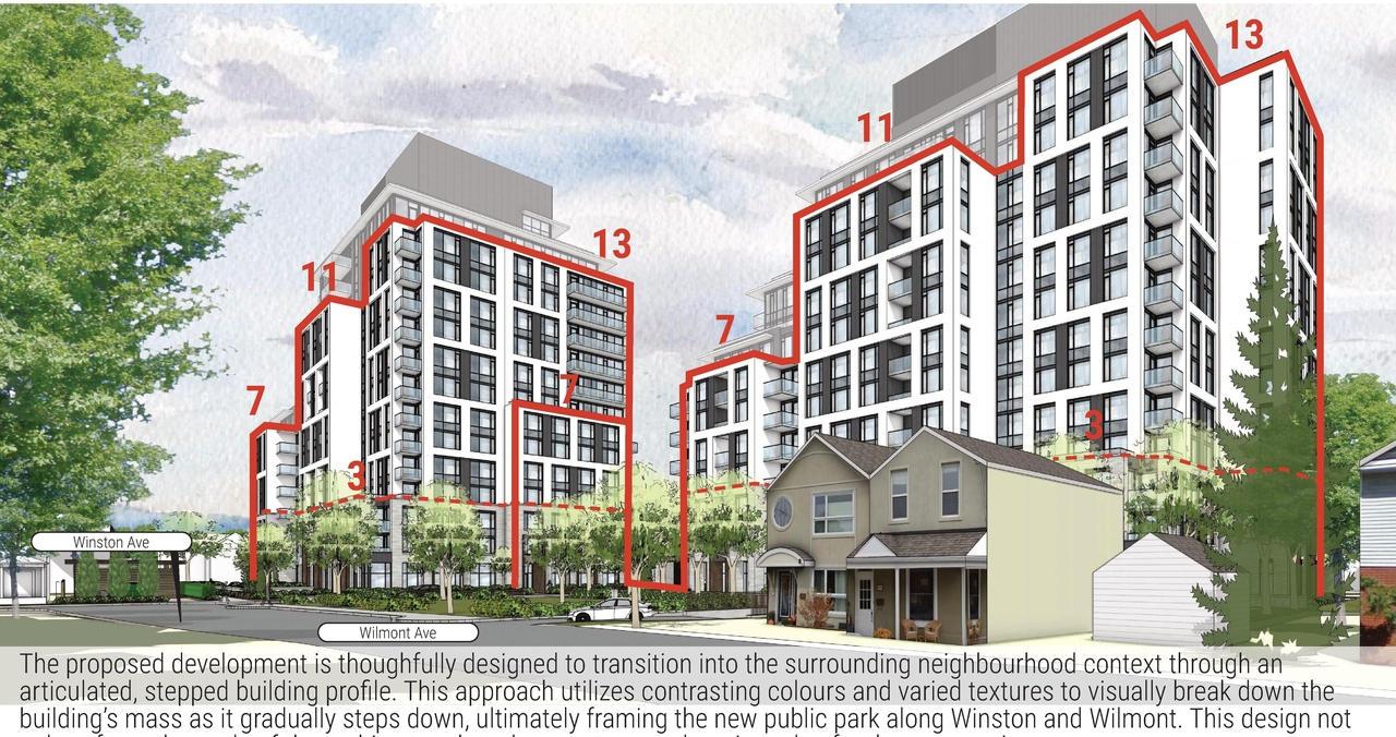 Rendering of building from page 22 of the file '2025-07-16 - Urban Design Brief - D07-12-25-0097'