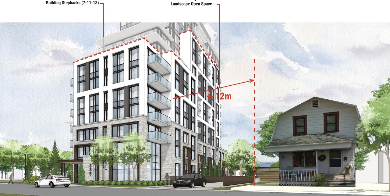 Rendering of building from page 26 of the file '2025-07-16 - Urban Design Brief - D07-12-25-0097'