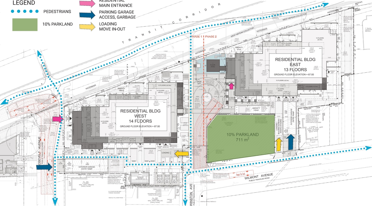 Construction site plan for project from page 16 of the file '2025-09-24 - Urban Design Brief - D07-12-25-0097'