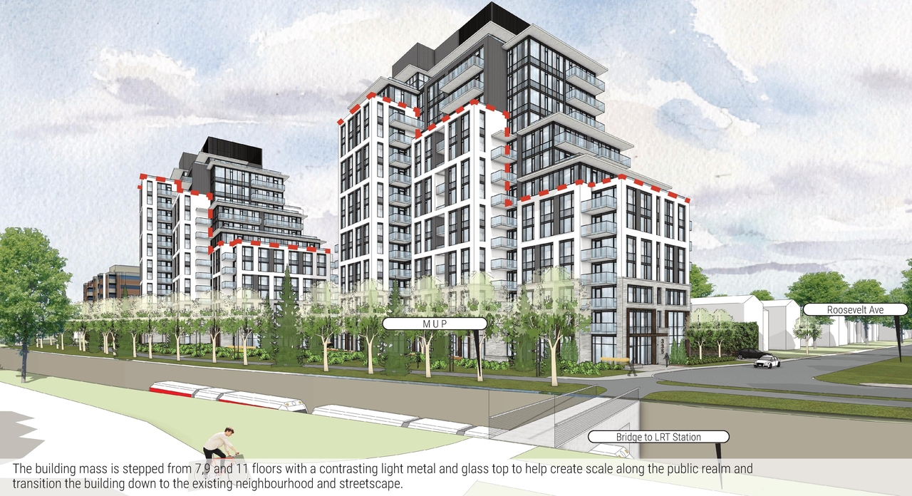 Rendering of building from page 23 of the file '2025-09-24 - Urban Design Brief - D07-12-25-0097'