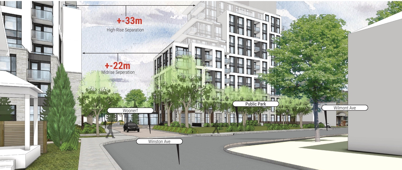 Rendering of building from page 25 of the file '2025-09-24 - Urban Design Brief - D07-12-25-0097'