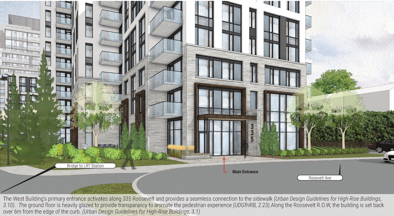 Rendering of building from page 31 of the file '2025-09-24 - Urban Design Brief - D07-12-25-0097'