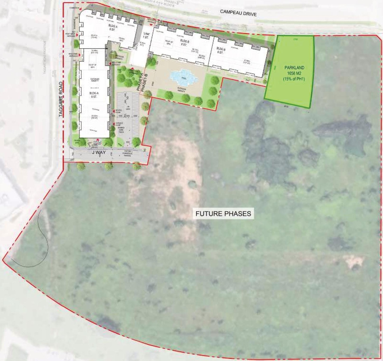 Construction site plan for project from page 39 of the file '2025-07-25 - Urban Design Brief - D07-12-25-0103'