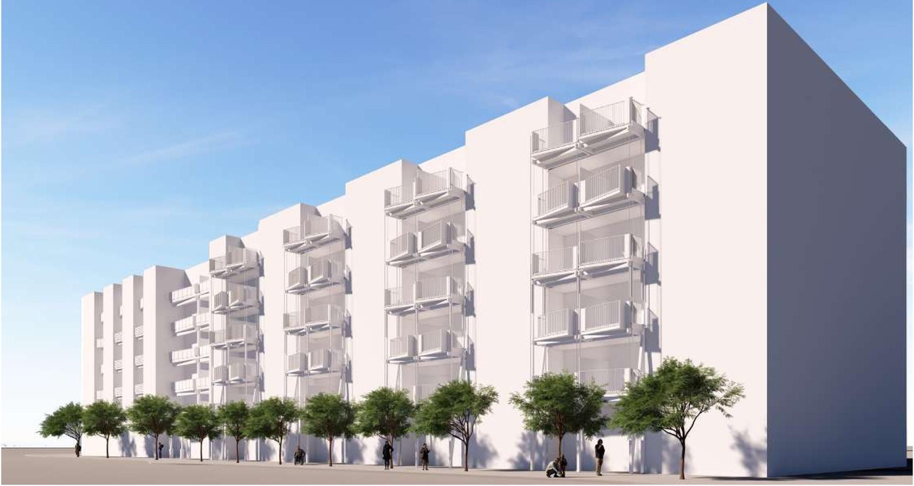 Rendering of building from page 43 of the file '2025-07-25 - Urban Design Brief - D07-12-25-0103'