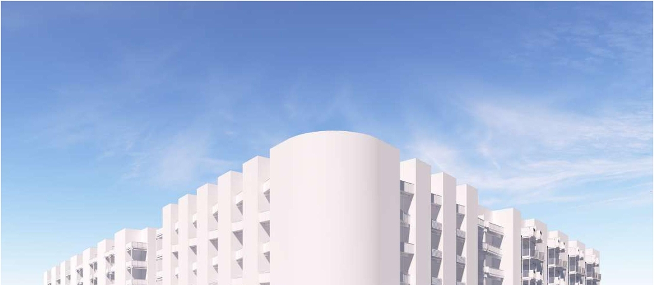 Rendering of building from page 43 of the file '2025-07-25 - Urban Design Brief - D07-12-25-0103'