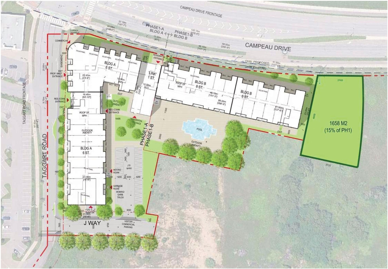 Construction site plan for project from page 46 of the file '2025-07-25 - Urban Design Brief - D07-12-25-0103'