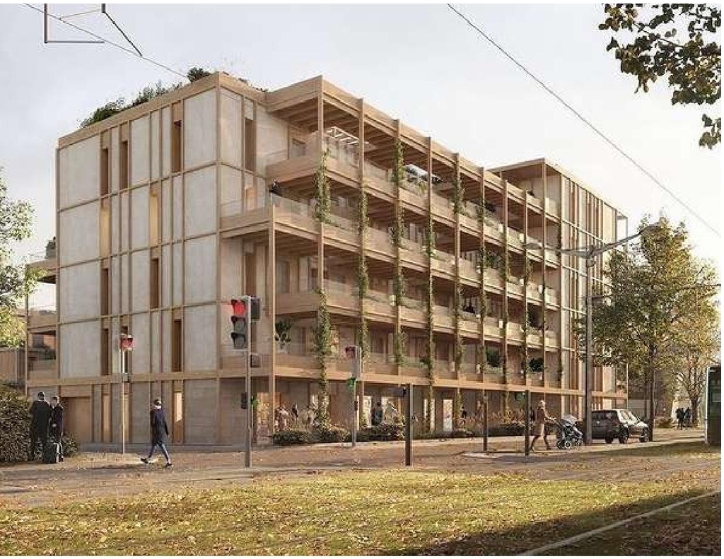 Rendering of building from page 55 of the file '2025-07-25 - Urban Design Brief - D07-12-25-0103'