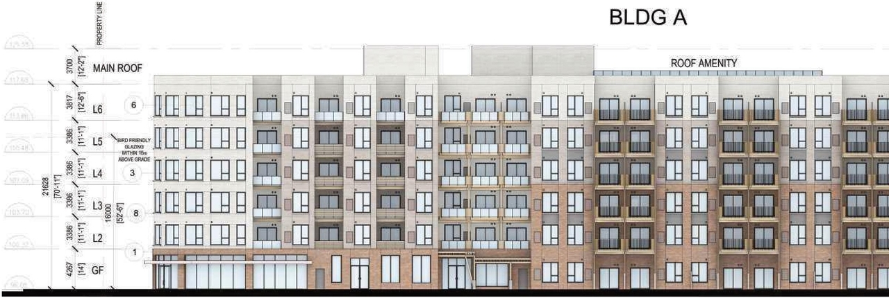 Rendering of building from page 56 of the file '2025-07-25 - Urban Design Brief - D07-12-25-0103'