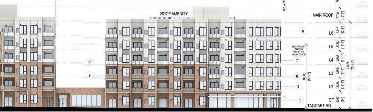 Rendering of building from page 57 of the file '2025-07-25 - Urban Design Brief - D07-12-25-0103'