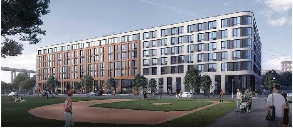 Rendering of building from page 63 of the file '2025-07-25 - Urban Design Brief - D07-12-25-0103'