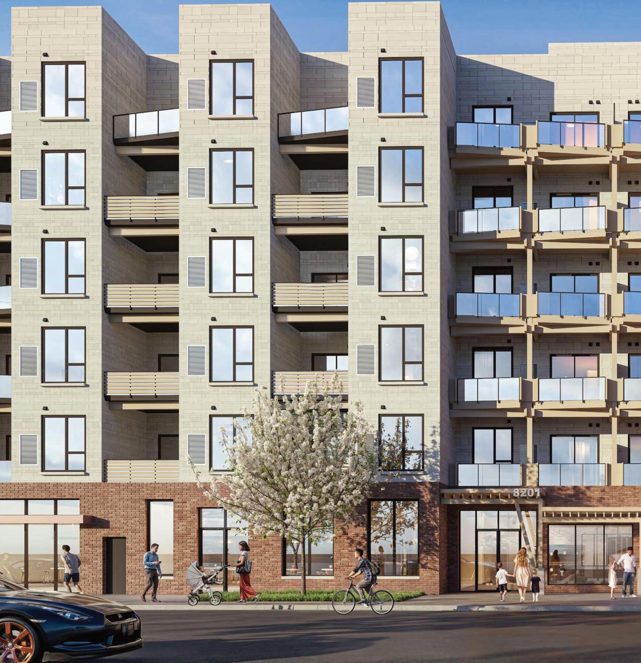 Rendering of building from page 82 of the file '2025-07-25 - Urban Design Brief - D07-12-25-0103'