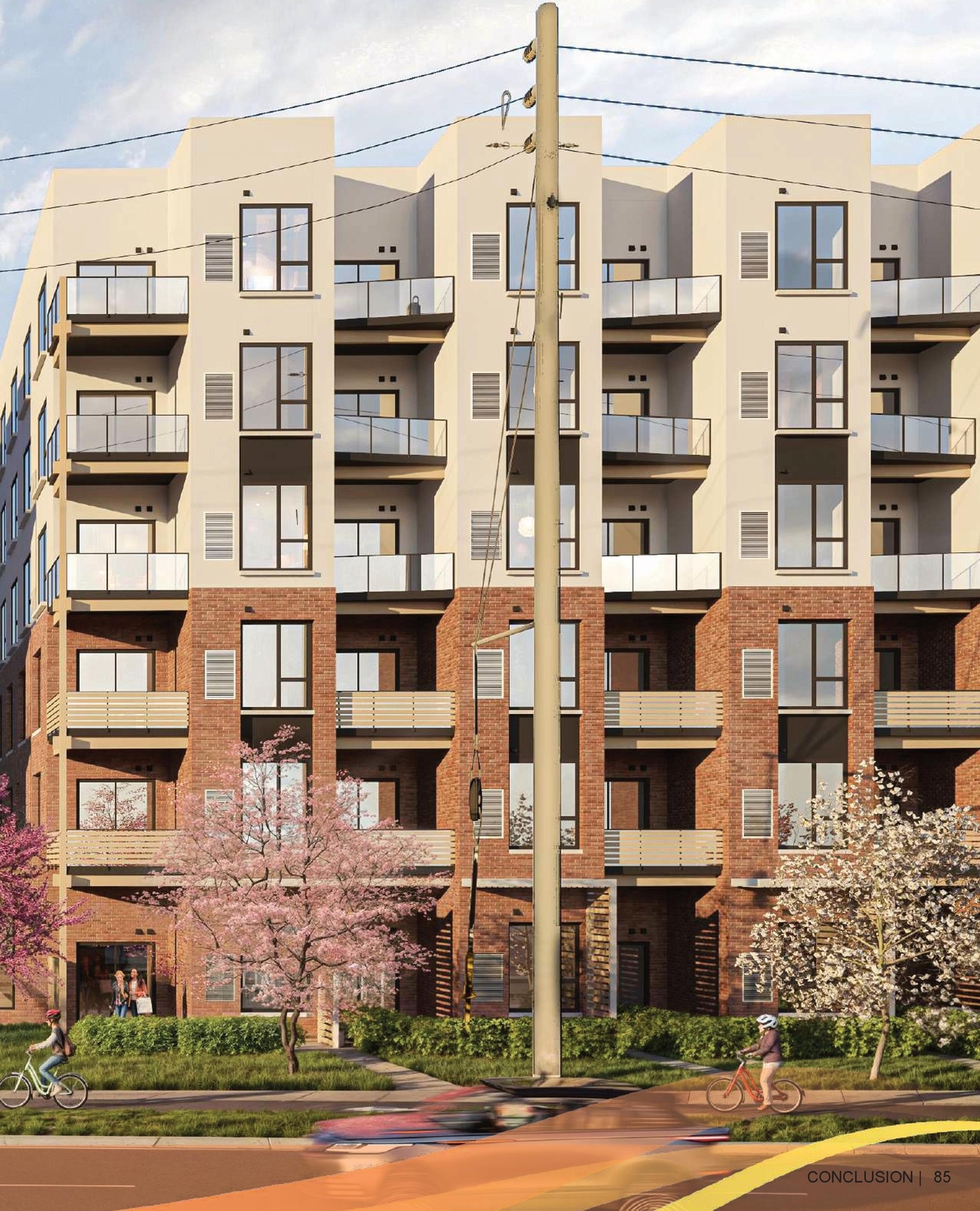 Rendering of building from page 85 of the file '2025-07-25 - Urban Design Brief - D07-12-25-0103'