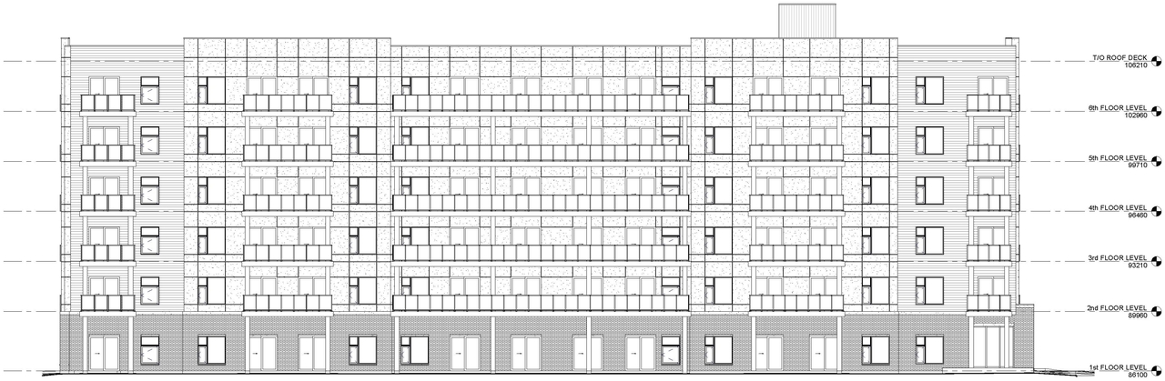 Rendering of building from page 22 of the file '2025-11-07 - Urban Design Review Panel - -D07-12-25-0106'