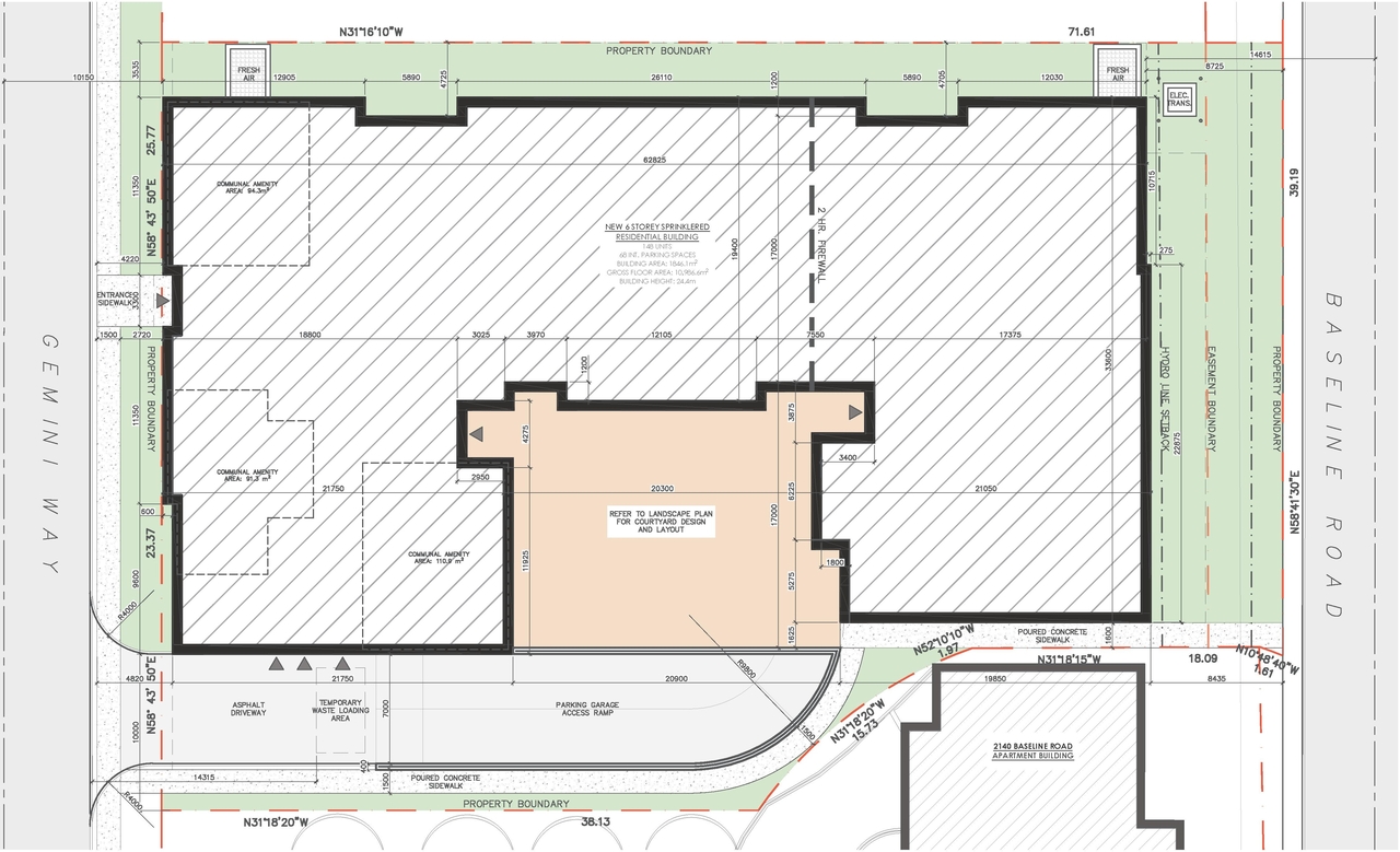 Construction site plan for project from page 17 of the file '2025-07-30 - Urban Design Review Panel - D07-12-25-0106'