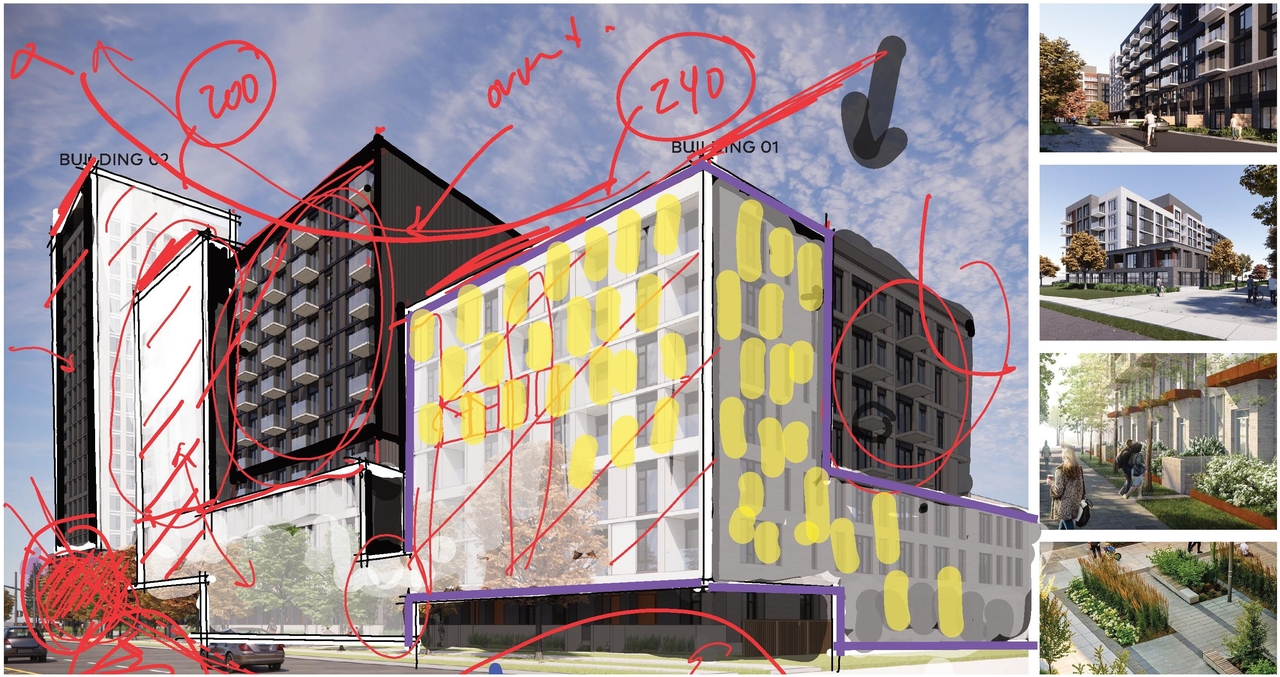 Rendering of building from page 36 of the file '2025-09-02 - Urban Design Review Panel Report - D07-12-25-0121'