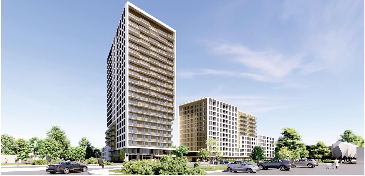 Rendering of building from page 6 of the file '2025-09-02 - Design Brief - D07-12-25-0121'