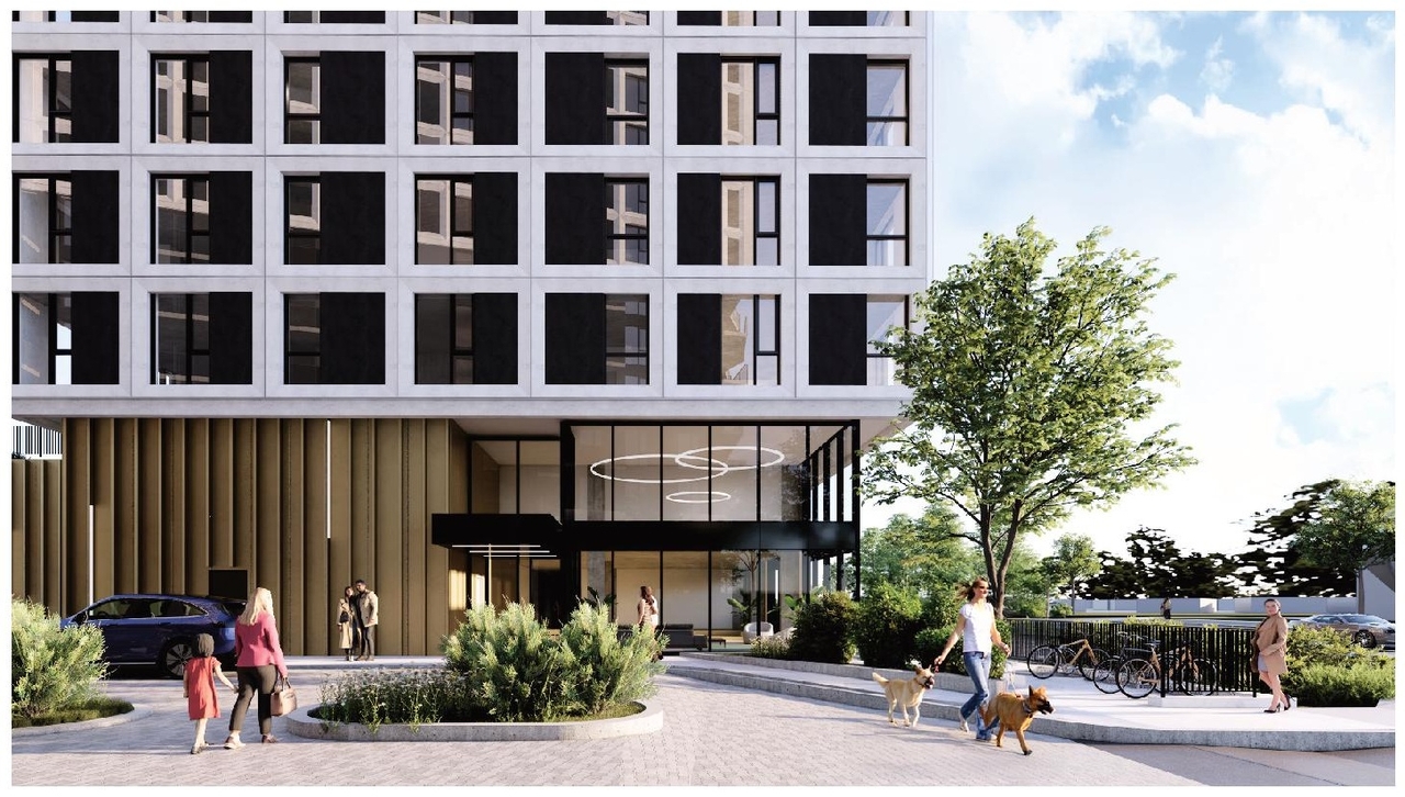 Rendering of building from page 32 of the file '2025-09-02 - Design Brief - D07-12-25-0121'