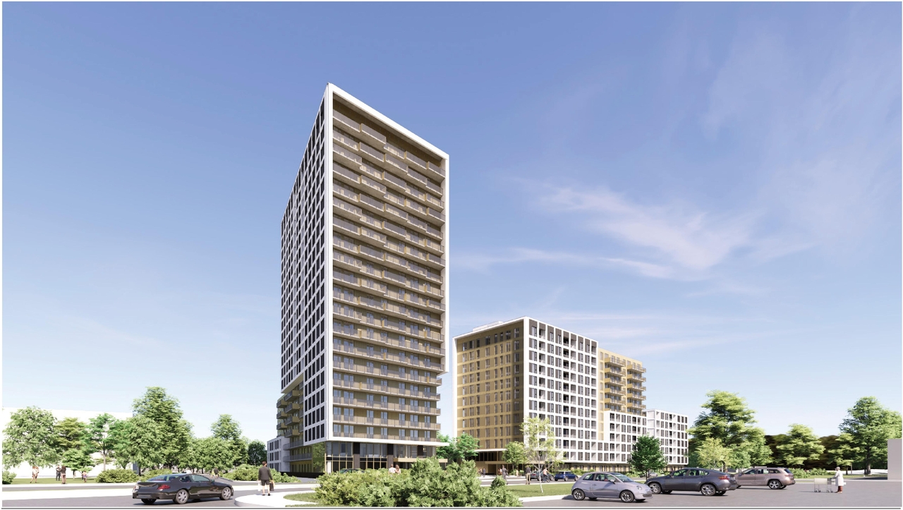 Rendering of building from page 40 of the file '2025-09-02 - Design Brief - D07-12-25-0121'