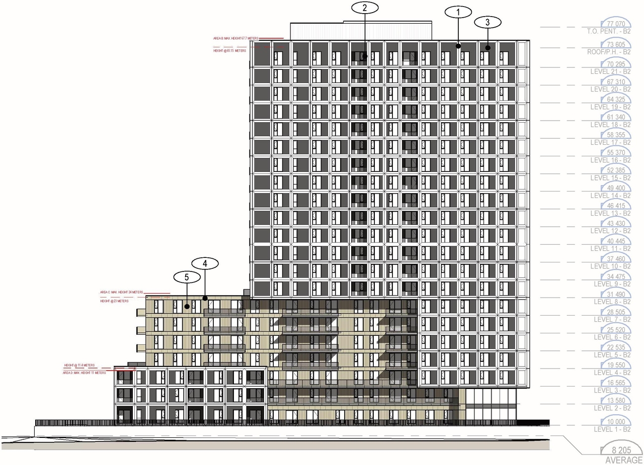 Rendering of building from page 70 of the file '2025-09-02 - Design Brief - D07-12-25-0121'