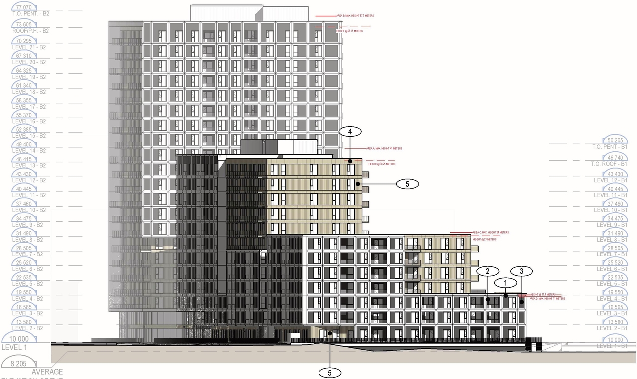 Rendering of building from page 71 of the file '2025-09-02 - Design Brief - D07-12-25-0121'