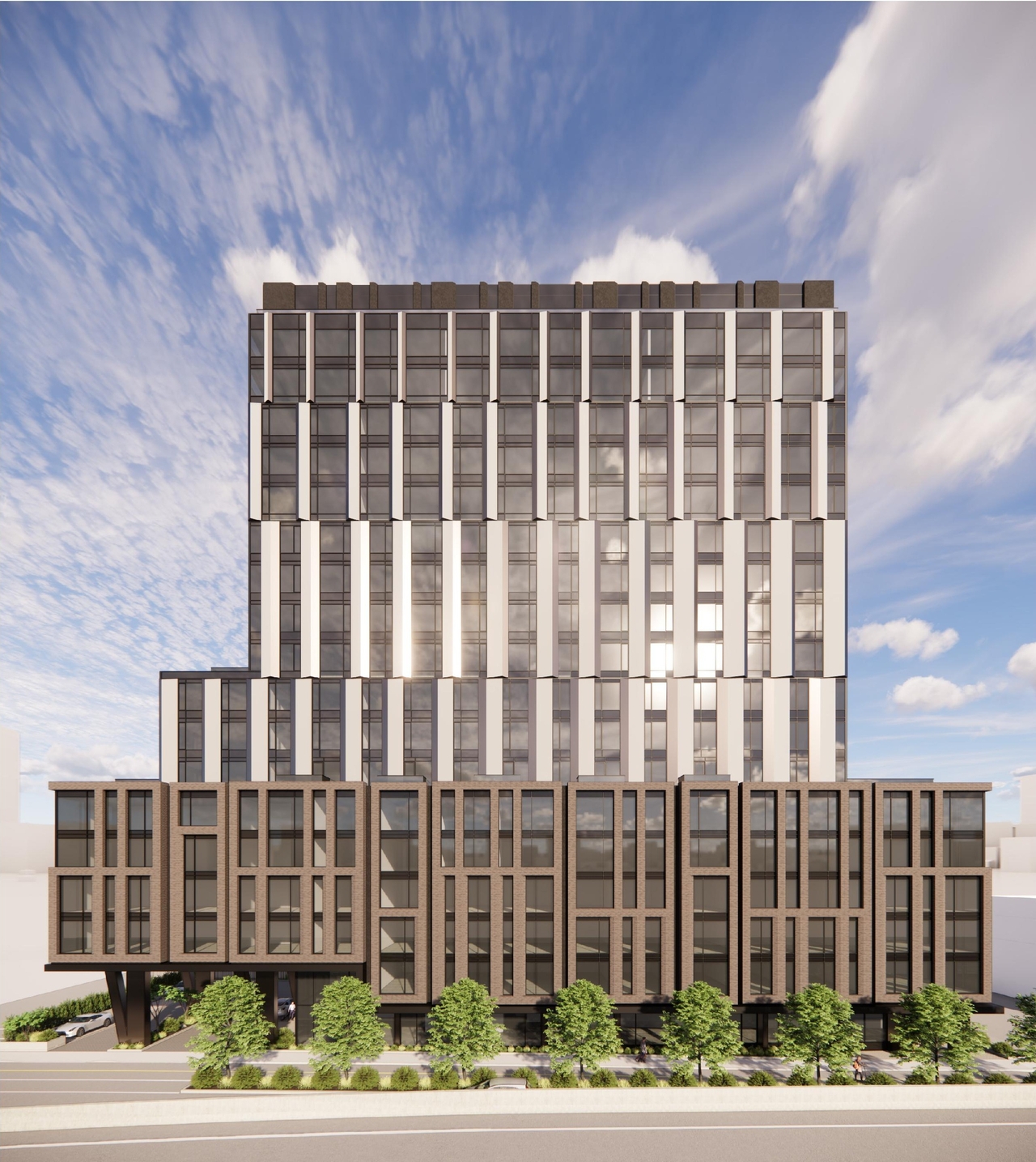 Rendering of building from page 15 of the file '2026-02-05 - Urban Design Brief - D07-12-26-0009'