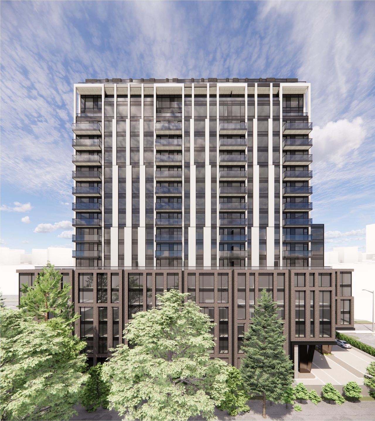 Rendering of building from page 17 of the file '2026-02-05 - Urban Design Brief - D07-12-26-0009'