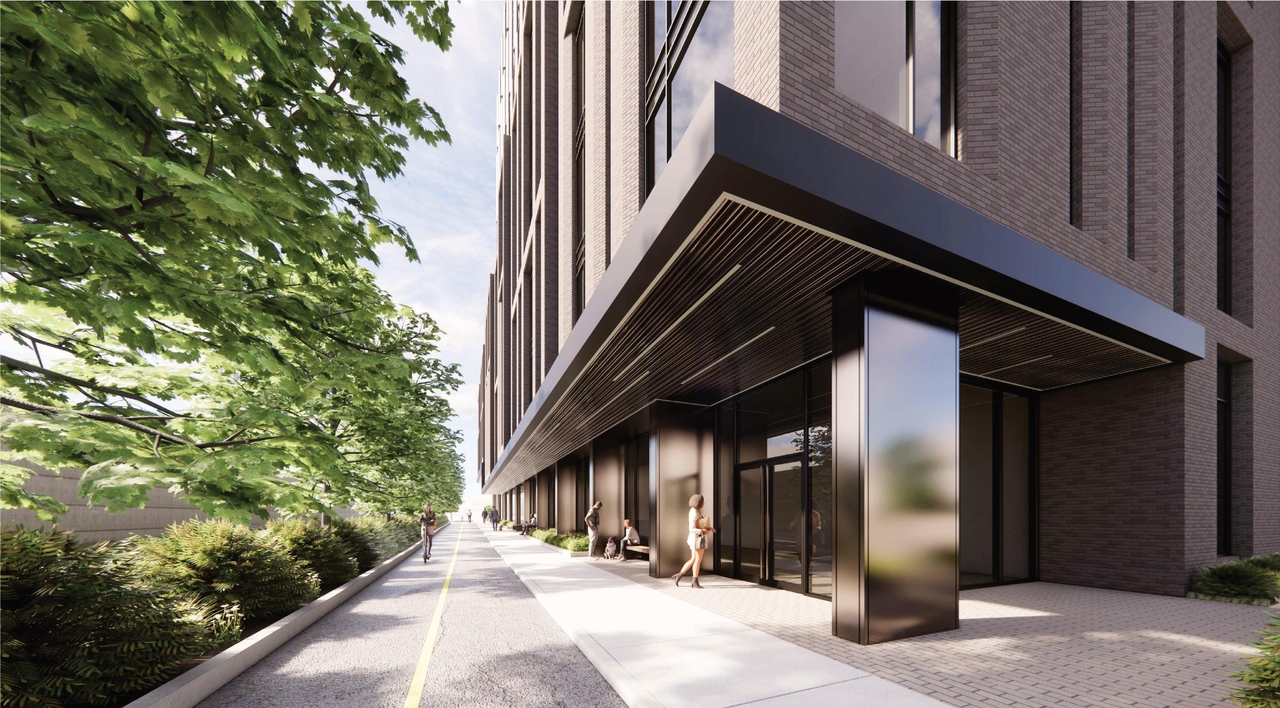 Rendering of building from page 18 of the file '2026-02-05 - Urban Design Brief - D07-12-26-0009'