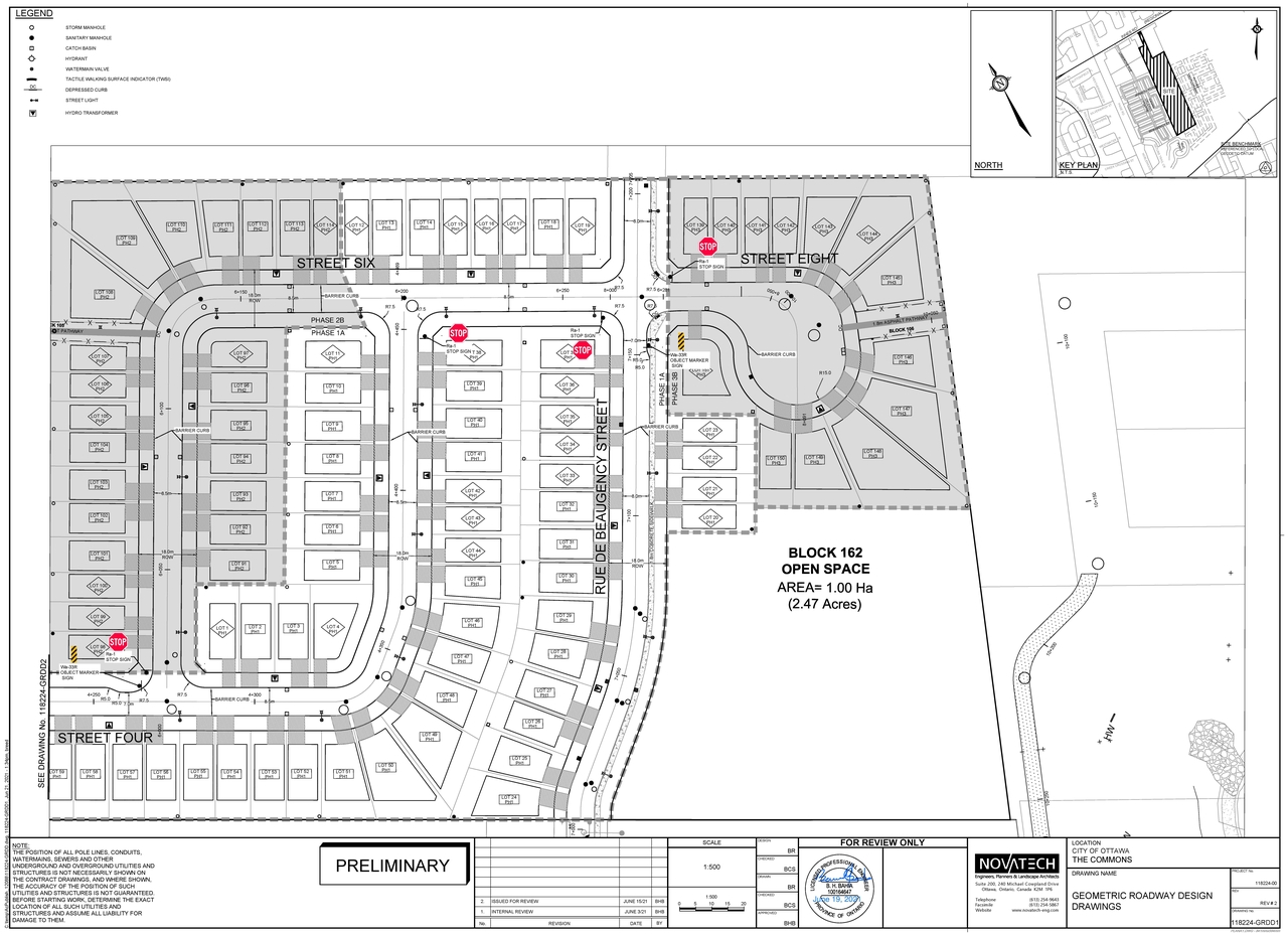 Construction site plan for project from page 1 of the file '2021-06-23 - GEOMETRIC ROADWAY DESIGN DRAWINGS 1 - D07-16-19-0027'