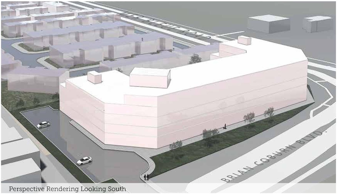 Rendering of building from page 16 of the file '2021-06-17 - Urban Design Brief - D07-16-21-0001'