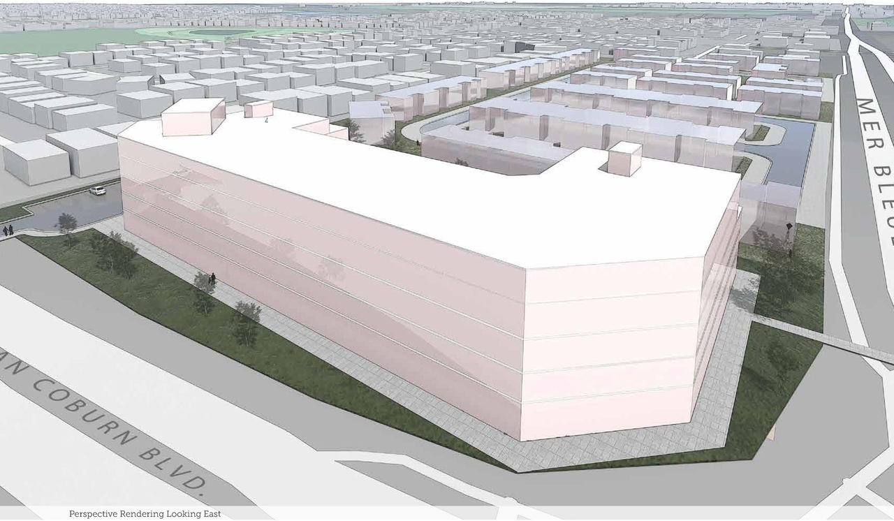 Rendering of building from page 17 of the file '2021-06-17 - Urban Design Brief - D07-16-21-0001'