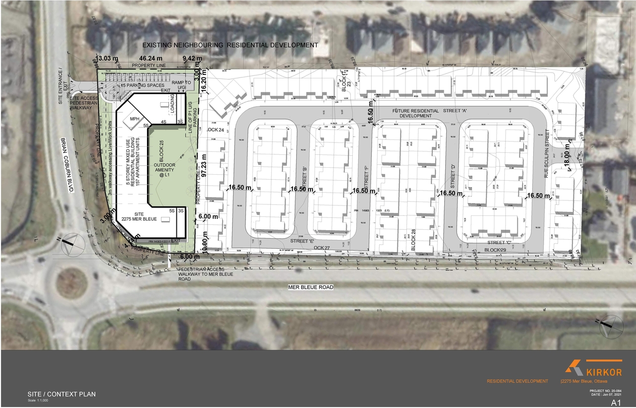 Construction site plan for project from page 2 of the file '2021-04-15 - Rendering - D07-16-21-0001'