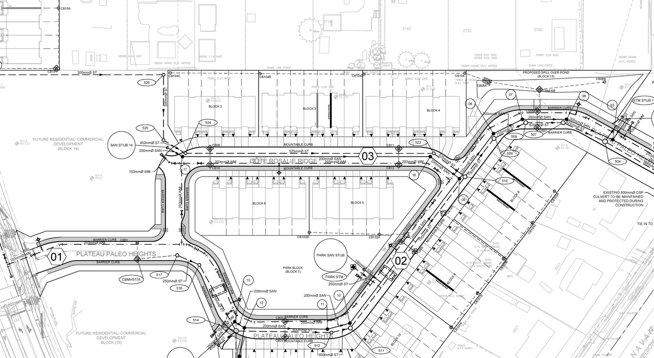 Construction site plan for project from page 4 of the file '2024-09-23 - Subdivision Design Drawings - D07-16-21-0027'