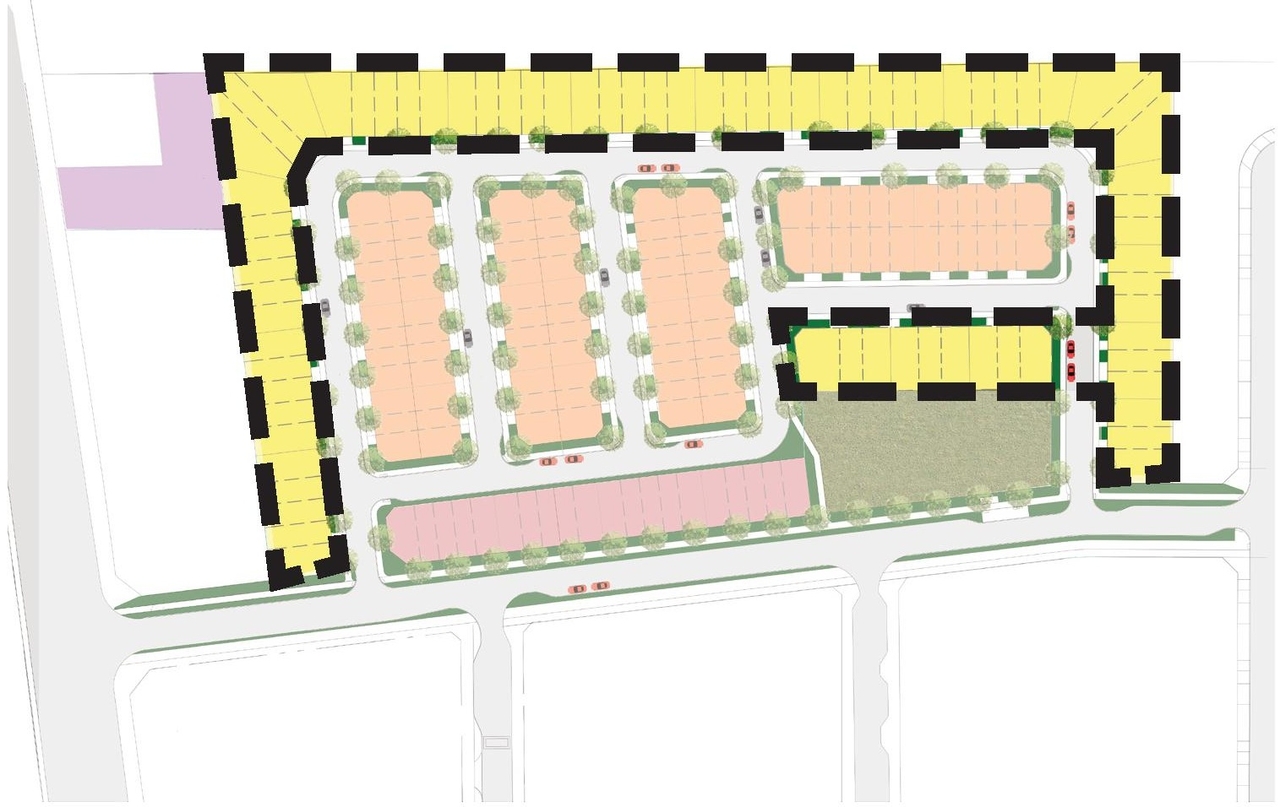 Construction site plan for project from page 35 of the file '2023-01-13 - Urban Design Brief - D07-16-22-0008'