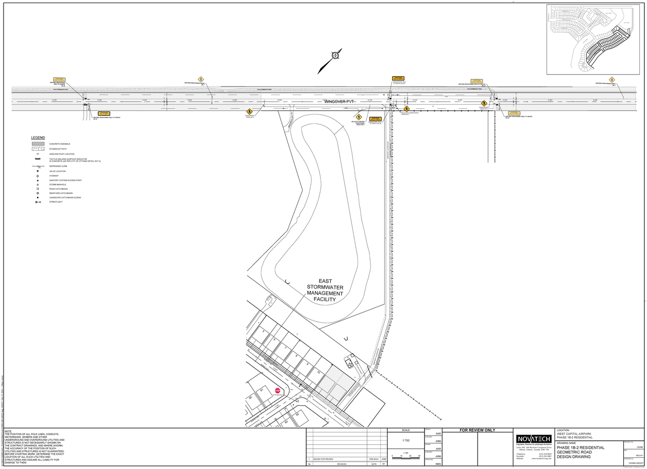 Construction site plan for project from page 2 of the file '2024-07-26 - Geometric Road Design Drawing 1 & 2 - D07-16-22-0017'