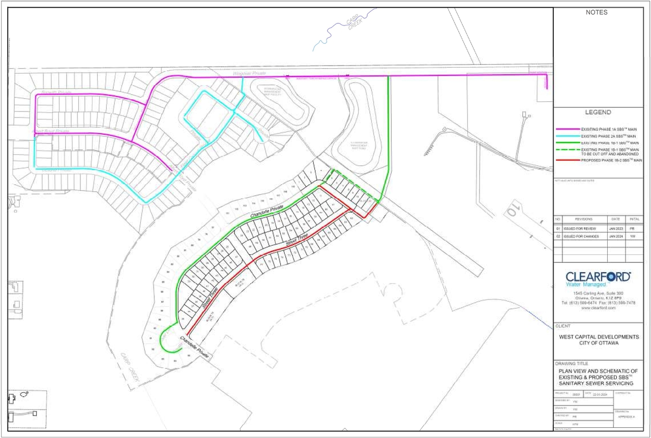 Construction site plan for project from page 13 of the file '2024-07-26 - SBS Sanitary Collection Design Brief - D07-16-22-0017'