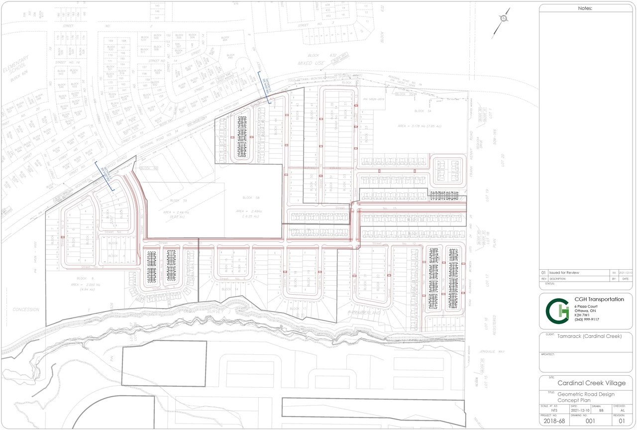 Construction site plan for project from page 1 of the file '2023-02-06 - Geometric Road Design Drawings - D07-16-22-0024'