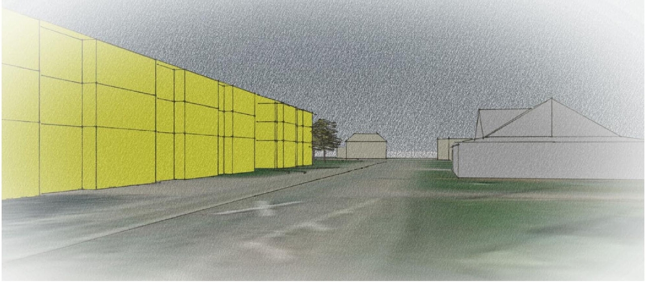 Rendering of building from page 20 of the file '2025-03-12 - Urban Design Brief - D07-16-23-0008'