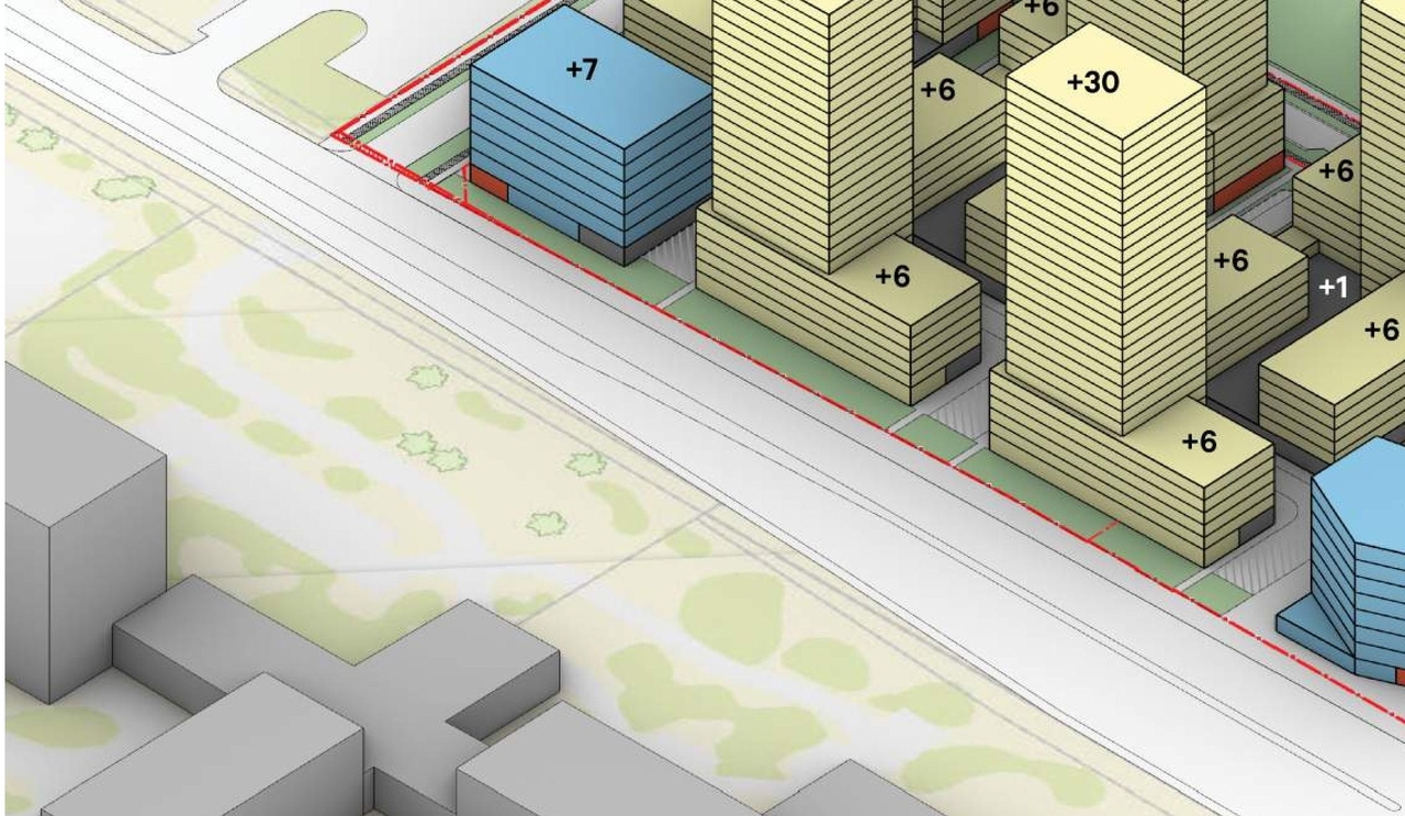 Construction site plan for project from page 30 of the file '2023-12-21 - Urban Design Brief - D07-16-23-0020'