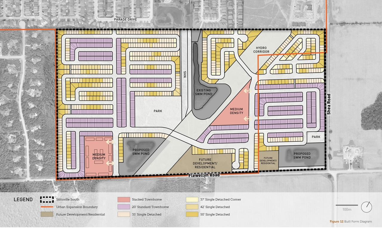 Construction site plan for project from page 18 of the file '2025-11-12 - stittsville SouthUrban Design Brief - D07-16-24-0020'