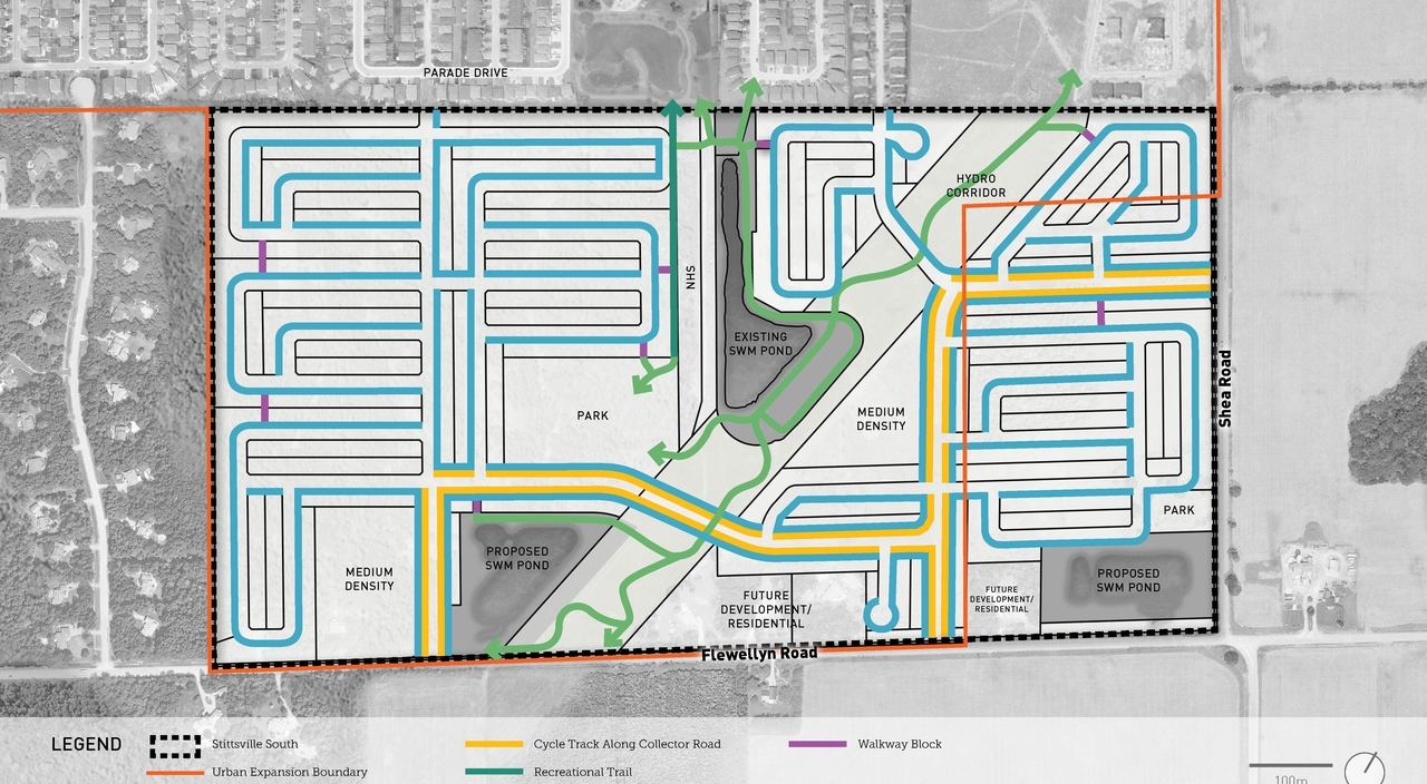 Construction site plan for project from page 53 of the file '2025-11-12 - stittsville SouthUrban Design Brief - D07-16-24-0020'